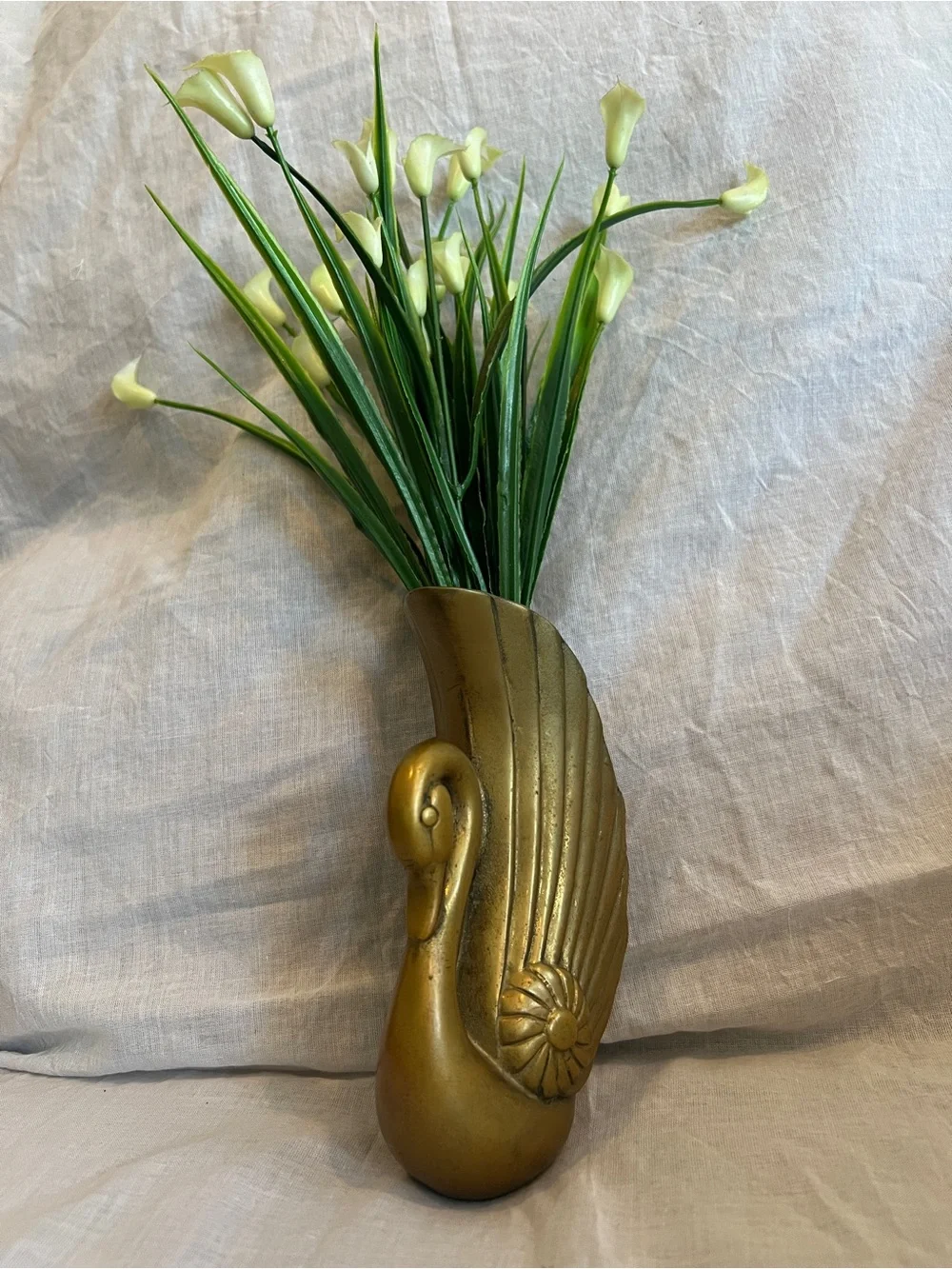 Brass Swan Wall Pocket Sconce Crowing - Picture 7 of 7